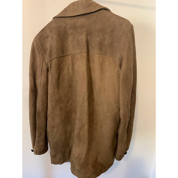 R. Sherman Brown Genuine Leather Button Front Jacket oversized - Picture 8 of 10